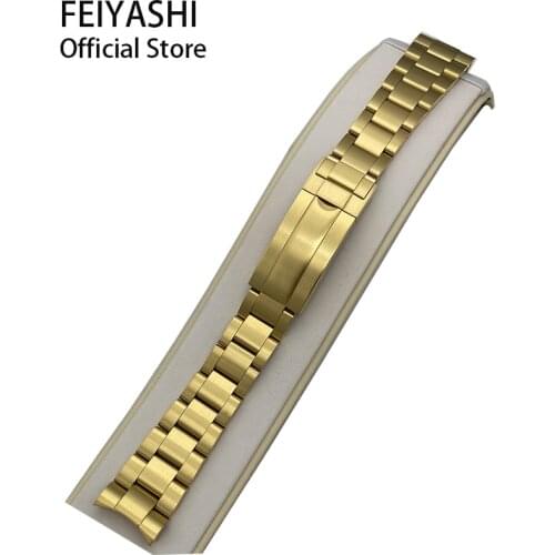 FEIYASHI 20mm 316L Stainless Steel Watchband Bracelet Mens watch gold strap Wristband Accessories part for 40mm submariner case