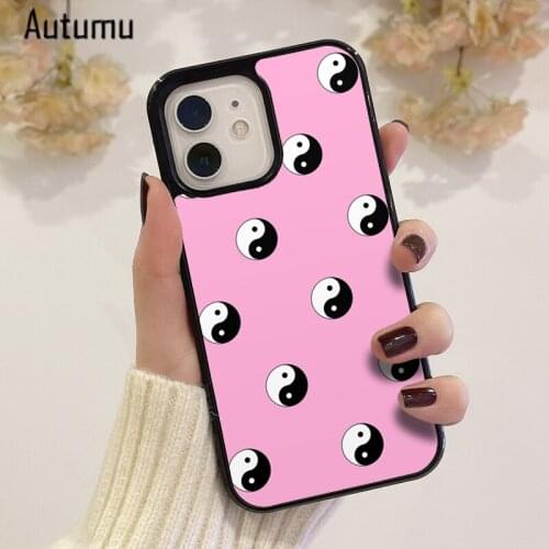 Phone Case for iPhone 12 mini X XS XR 11 Pro Max SE 2020 5 6S 7 8 Plus Samsung Galaxy S8 S9 S10 S20 S21 Pink Yin Yang Cover