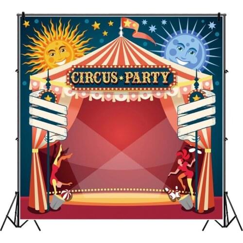 Circus Theme Birthday Party Stage Backdrop Children Portrait Photography Background Circus Carnival Baby Shower Photocall Prop