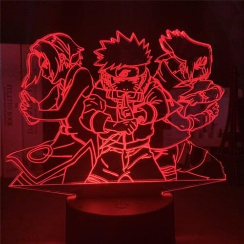 Naruto Figuras Uzumaki Naruto Uchiha Sasuke Haruno Sakura Anime LED Night Light for Children Bedroom Light Manga Gifts 3D Lamp