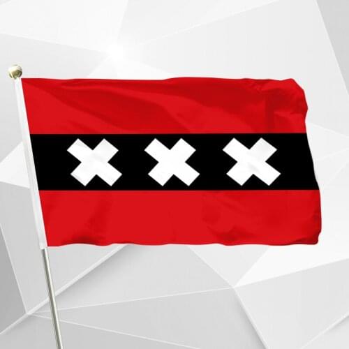 Netherlands Amsterdam Flag 150X90cm (3x5FT) 120g 100D Polyester Double Stitched High Quality Banner Free Shipping