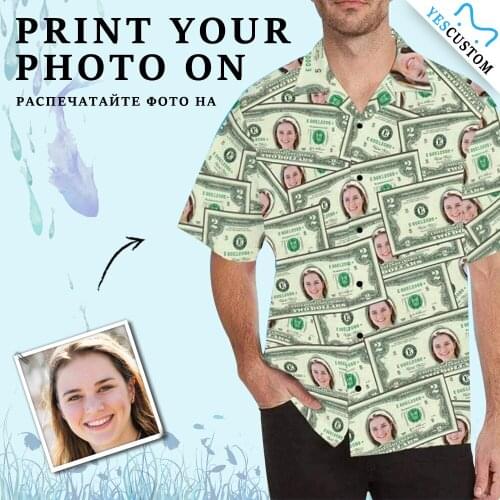 YesCustom T-Shirt Custom Face Money Cardigan Beach Tee Printed All Over Oversize Party Hawaiian Shirt Blouses Tops Pet Lover