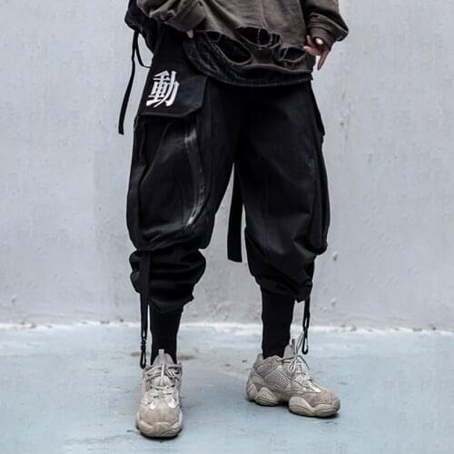 Big bag overalls ribbon male function tooling women/Mens clothes Harajuku Hiphop Cargo Pants Jogger Leggings oversized lover