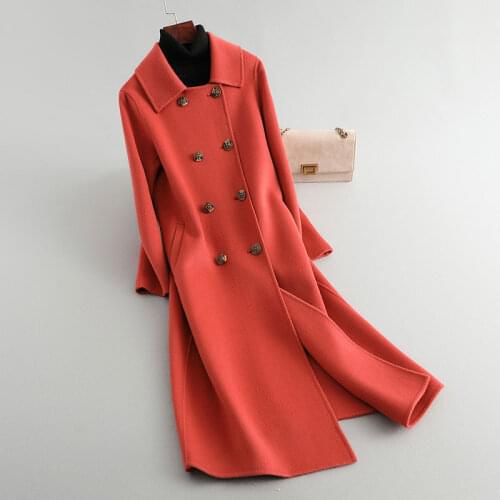 High-end Double-sided wool cashmere Coat Winter Womens Clothing Korea Loose 100% Wool Jacket Warm Elegant Female Long Overcoat