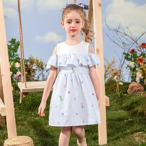 Summer Light Dresses For Girls Wedding Party Clothes Lovely Cute Floral Print Dresses Childrens Clothing Casual Clothes