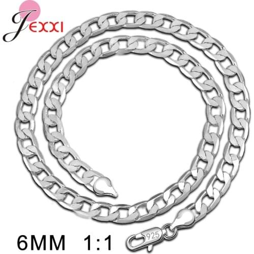 Top Brand Elegant Women 925 Sterling Silver Link Chain Necklaces Jewelry For Party Gift 6 mm Thickness Length 16 18 20 24 Inches