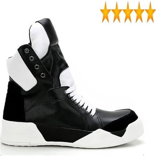 Leather Euro Genuine New Brand British Vintage Mens High Top Fashion Lace Up Round Toe Thick Bottom Male Platform Boots