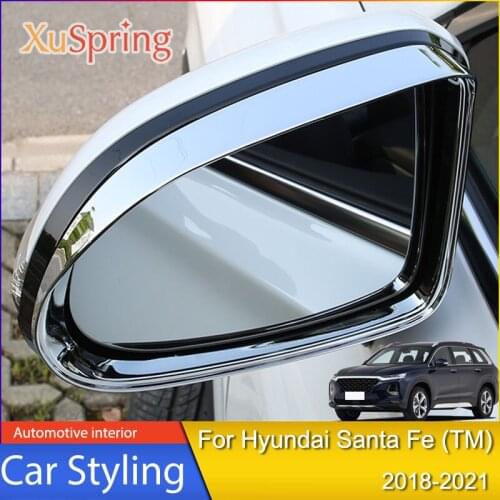 Rearview Mirror Rain Eyebrow Reverse Mirror Rain Strips To Cover The Rain For Hyundai Santa Fe MK4 TM 2018 2019 2020 2021
