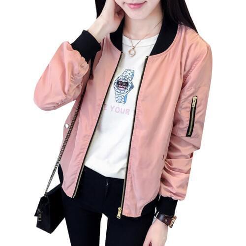 New Autumn Students Baseball Coats Fashion Flight Army Green Bomber Jacket Women Short Coat Female Casual Thin Outwear AB443
