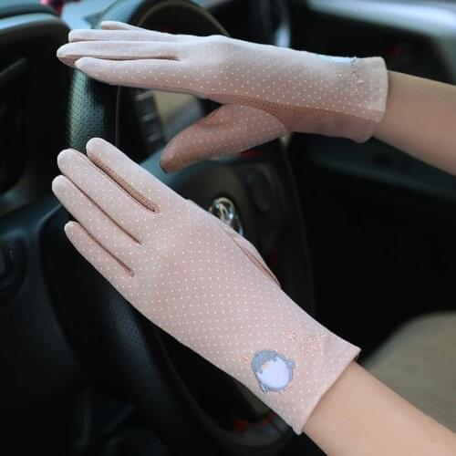 Cool Womens Sunscreen Gloves Fashion Outdoor Cycling Driving Uv Protection Cotton Thin Stretch Non-Slip Touch Screen Gloves