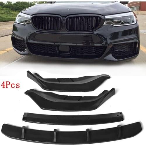 4Pcs Carbon Fiber Look Front Bumper Lip Splitter Spoiler Body Kit Bumper For BMW 5 Series G30 G31 G38 540i M Sport 2017-2020