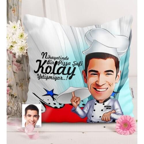 Personalized Bay Pizza Chief Caricature Of Satin pillow-1