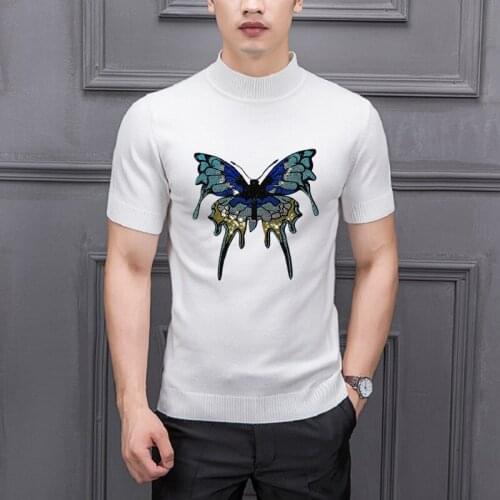 Heavy Lndustry Middle East Diamond Butterfly Knitting Base Shirt Warm Male Half-Sleeved Pullover Mens Outdoor Sweater