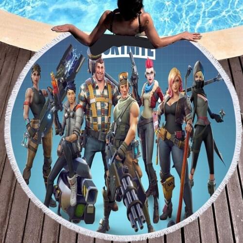 Hot Game Fortnite Beach Towel 3D Digital Printing Mat Round Bath Towel for Bathroom Tablecloth Microfiber Travel on Vacation