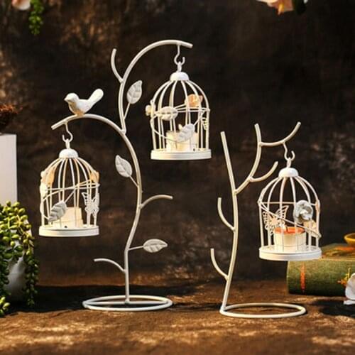 Candle Stick Candleholder Vintage Tea Light Candle Holder Hollow Bird Cage Candlestick Wedding Home Decor Gifts