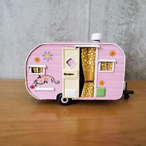 Touring car Trailer Model Car Decoration Access Ironwork Crafts Handmade Works Collection Handicraft Decorations Gifts Nostalgic