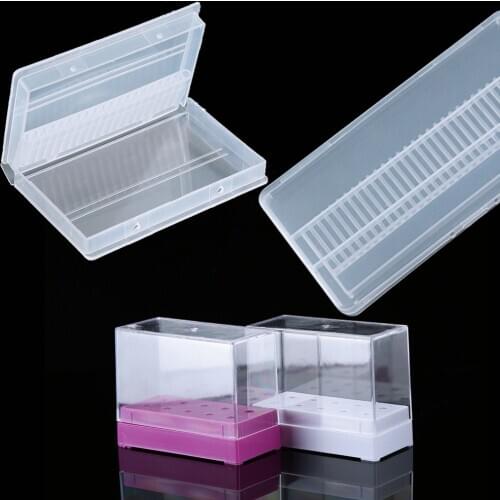 6/10/20/30 Slots Clear Storage Box Nail Drill Bit Holder Electric Rotary Nail Files Burr Container Case Display Nail Tools
