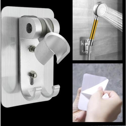 Adjustable Self-adhesive Handheld Suction Up Chrome Polished Showerhead Holder Wall Mounted Bathroom Shower Holder Bracket