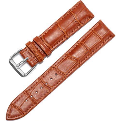 Shsby 6 colors Leather watchband cowhide bamboo waterproof watch strap stainless steel buckle belt buckle, 12.14,16.18,20mm