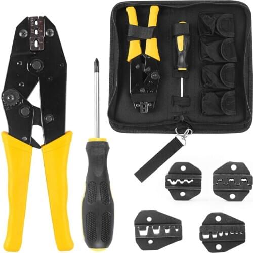 Handskit Wire Crimper Pliers Screwdriver Tool With 4 Replaceable Terminal Multi Functional Wire Stripper Cutter Pliers