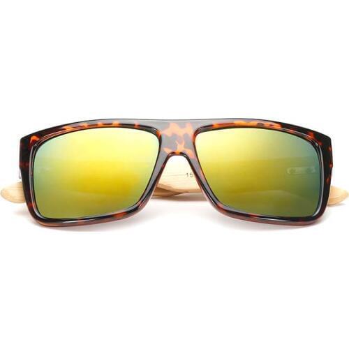 Wooden Bamboo Sunglasses Men Women Mirrored UV400 Sun Glasses Real Wood Shades Gold Blue Square Goggles Sunglases Male madeira