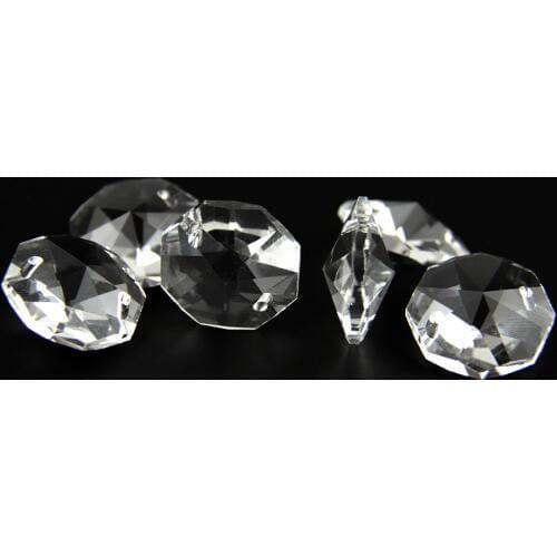 Glass Decor Beads 50pcs/Lot Transparent Color Glass Octagon Beads In Two Holes For Chandeliers