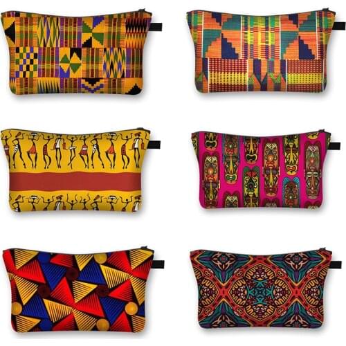 African Woman Print Cosmetic Bag Afro Ladies Makeup Bags Fashion Girls Cosmetic Case Portable Lipstick Storage Bags for Travel
