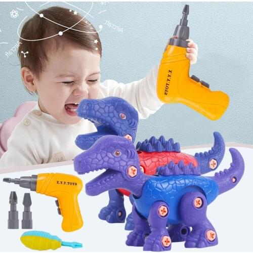 Drilling Screw 3D Creative Mosaic Puzzle Toys Dinosaur DIY Drill Set Boys Educational Toys Screw Combination brinquedos menino