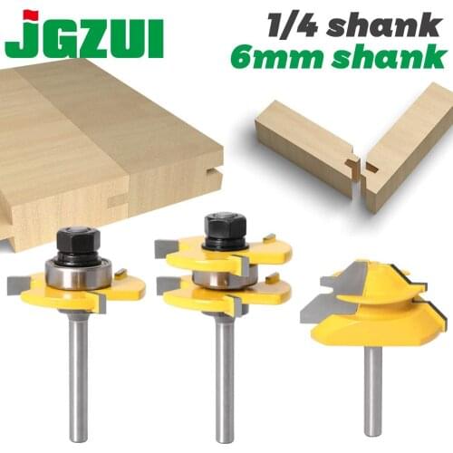 Tongue and Groove Router Bit Tool Set 1/4'' Shank With 45° Lock Miter Bit 1/4'' 6mm Shank - Solid Steel, Anti Kickback Design
