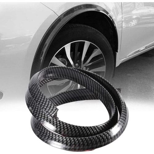 2PCS 1.5Mx 3.8CM Universal Rubber Car Mudguard Trim Wheel Arch Protection Moldings Carbon Look Wheel Protection Wheel Sticker