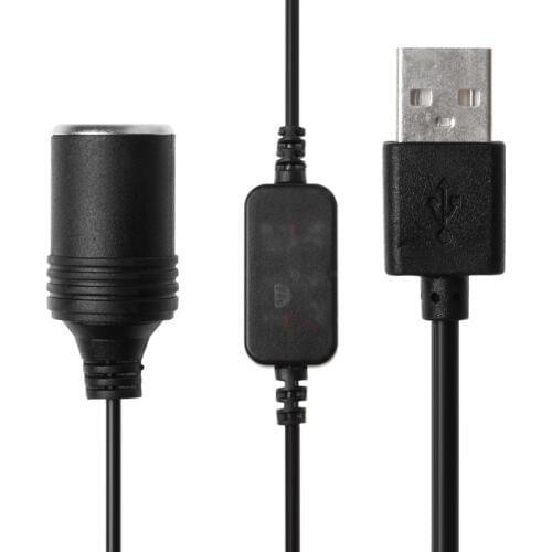 DC 5V USB to 12V Car Cigarette Lighter Socket Step Up Voltage Cable for DVR GPS