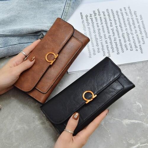 Vintage Postman Lady Long Wallets High Capacity Fold New Designer Business Women Wallet ID Card Money Holder