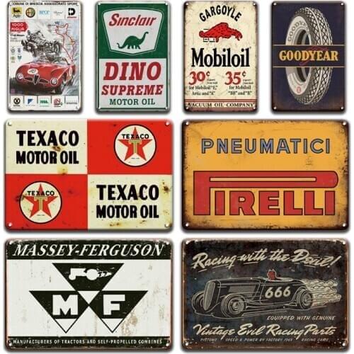 Vintage Motorcycle EVIL Speed Shop Metal Poster Tin Sign Retro Goodyear Esso Texaco Motor Oil Metal Sign Store Garage Wall Decor