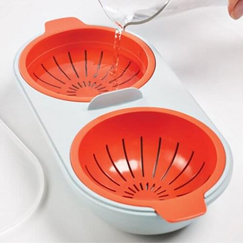 High Temperature Silicone Egg Cooker Microwave Egg Cooker Double Microwave Drainage Kitchen Egg Cooker Portable Egg Boiler Mold