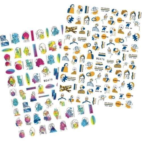 WG Girl Series Design 3d Nail Art Stickers Decal Template Diy Nail Tool Decorations