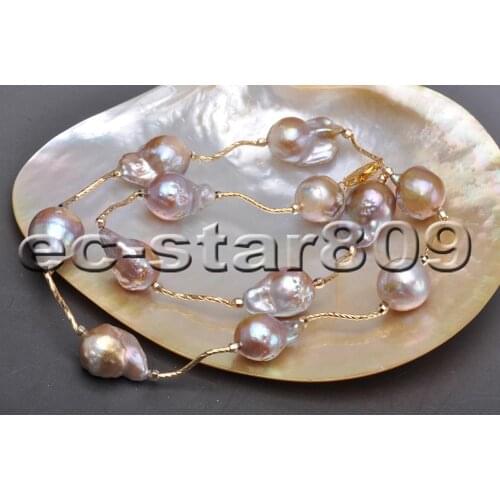 P5621 20" 19mm Lavender Drip Teardrop Baroque Keshi Reborn PEARL necklace