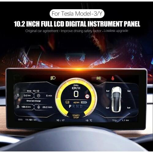 LCD Instrument Panel For Tesla Model 3 Y Accessories Dashboard HUD Gauge Cluster Performance Digital Odometer Monitor Multimedia