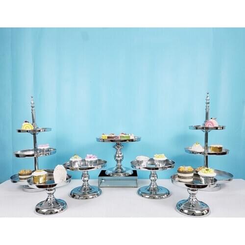 1pcs -11pcs silver miror wedding cake stand 3 tiers cupcake stand