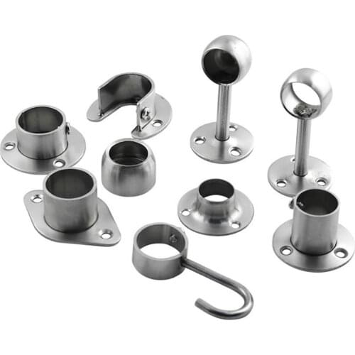 1Pcs 20/22/25mm Wardrobe Hanger Pipe Bracket Steel Flange Tube Holder for Clothes pole curtain Rod ceiling fixed Support Clamps