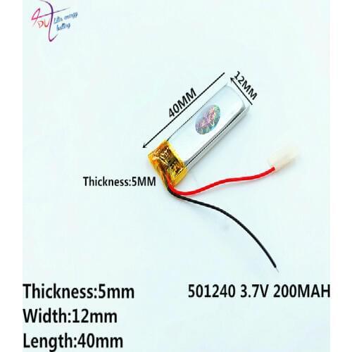 10 pcs 3.7V 200mAh 501240 501040 Lithium Polymer Li-Po Rechargeable Battery For Mp3 MP4 MP5 GPS headphone headset Bluetooth