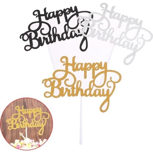 10pc Gittler Happy Birthday Cake Topper Bling Sparkle Decoration Sign Happy Birthday Cake Topper Girl`s Birthday Dessert Decor