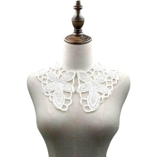 2PCS Fashion White Black Lace Neck Trim Embroidered Wedding Lace Collar Appliques On Clothes For Dress Guipure DIY Sewing Decor