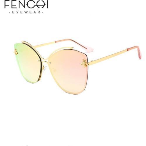 2019 Vintage Sakura Pink Oversized Eye Cat Bee Sunglasses Women Luxury Brand Designer Sexy Driving Sun Glasses zonnebril dames