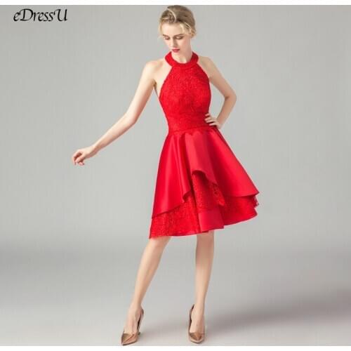 2020 Red Cocktail Party Dress Asymetrical Dancing Dress Sexy Backless Celebrate Dress Tired Night Club Dress WS-L1122