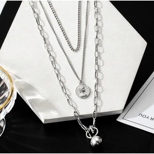 2021 Vintage Pearl Chain Choker Necklace for Women Fashion Portrait Chunky Thick Lock Metal Chain Necklace Trend Female Jewelry