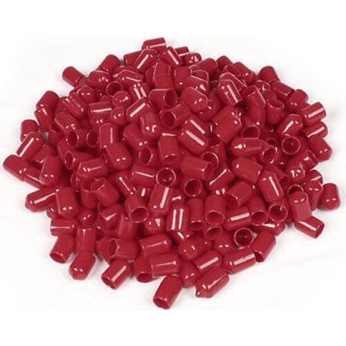300 Pcs 16mm Height 10mm Inner Dia Round Tip Red PVC Insulated End Caps