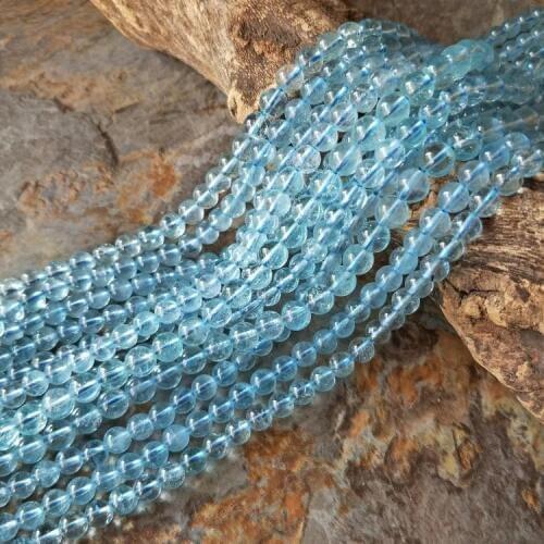 5-6mm blue Topaz roundAA 15" for DIY jewelry making loose beads FPPJ wholesale beads nature gem stone