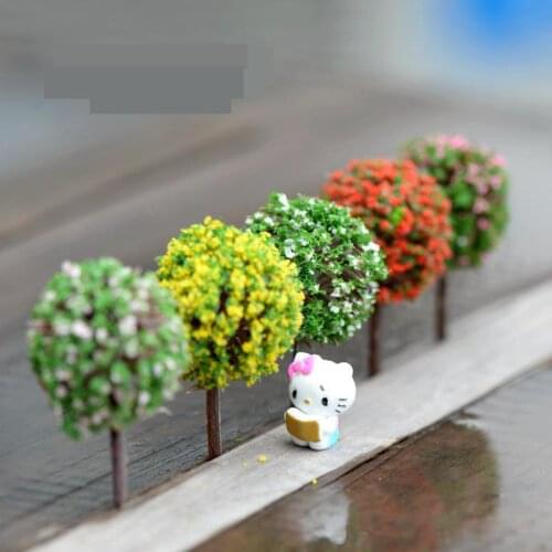 5pcs Micro Landscape Ornaments Simulation Tree Simulation Flower 5 Color Ball Tree Home Decor Miniature Garden Miniatures