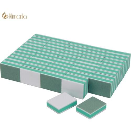 50Pcs/Lot Professional Double Side Green White Color Sandpaper Nail File 400/3000 Grit Gel Polishing Buffer Block Manicure Tools