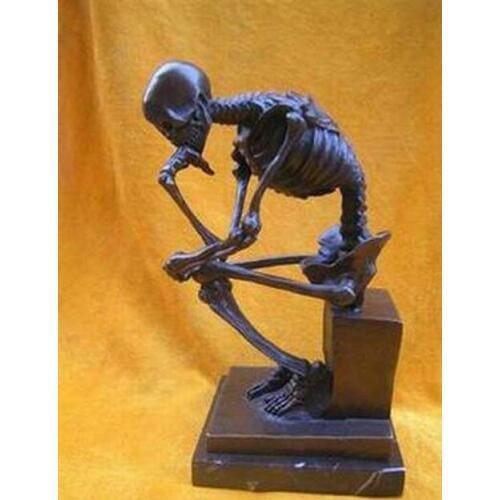 Large size Wonderful Bronze Skull Thinker Sculpture Statue copper craft tools wedding Decoration Brass real Brass Bronze